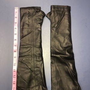 Fingerless Black Leather Gloves, Cashmere Inside